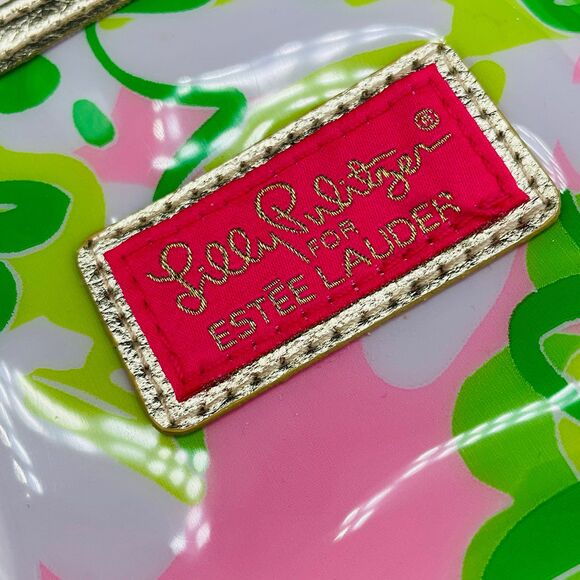 Lilly Pulitzer for Estee Lauder Zipper Make-Up Travel Pouch Bag Pink Green - Picture 3 of 8